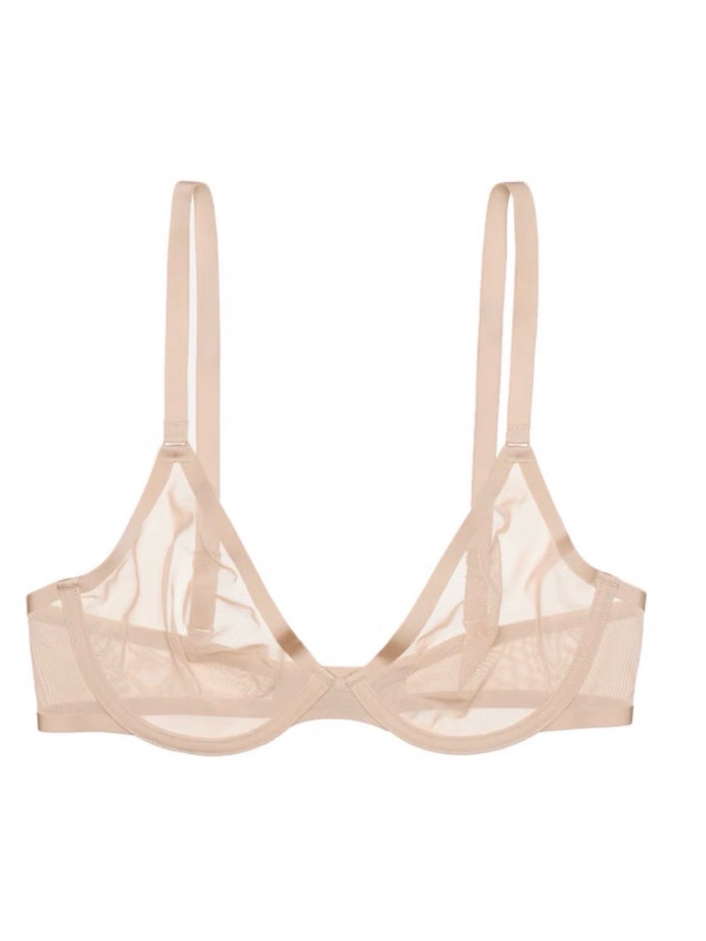 CUUP Bra The Plunge Mesh Sand/Beige 36C Sheer NEW with Tags See Through